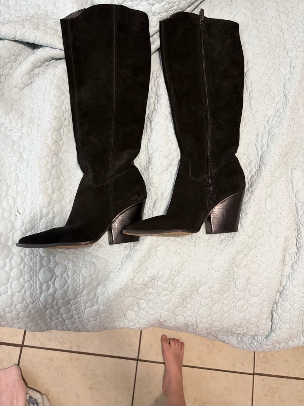 Vince Camuto Dark Brown Suede Knee-High Boots